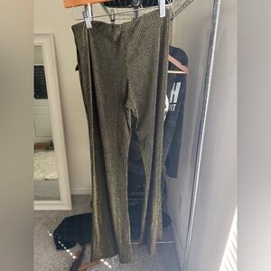 LPA Gold Metallic Ribbed Flare Pants